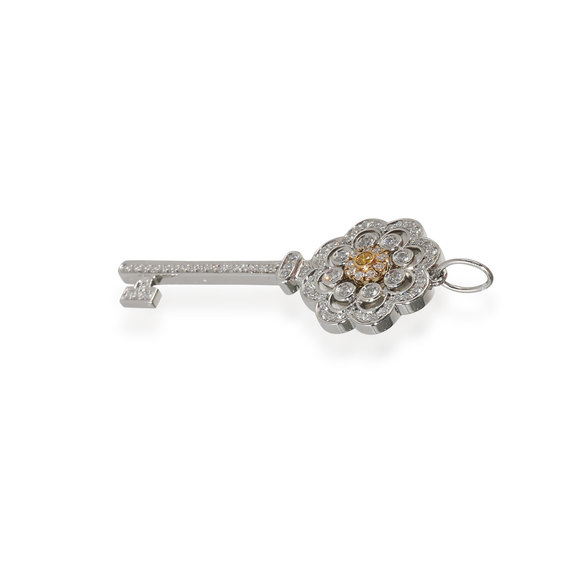 Tiffany & Co. Rose Key Diamond Pendant in 18k Yellow Gold/Platinum - Picture 3 of 4